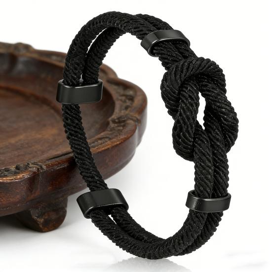 Yousheng Adjustable Men Rope Bracelet Infinity Knot Bracelet Simple Black Rope Bracelet with Card Gift for Husband Boyfriend Brother