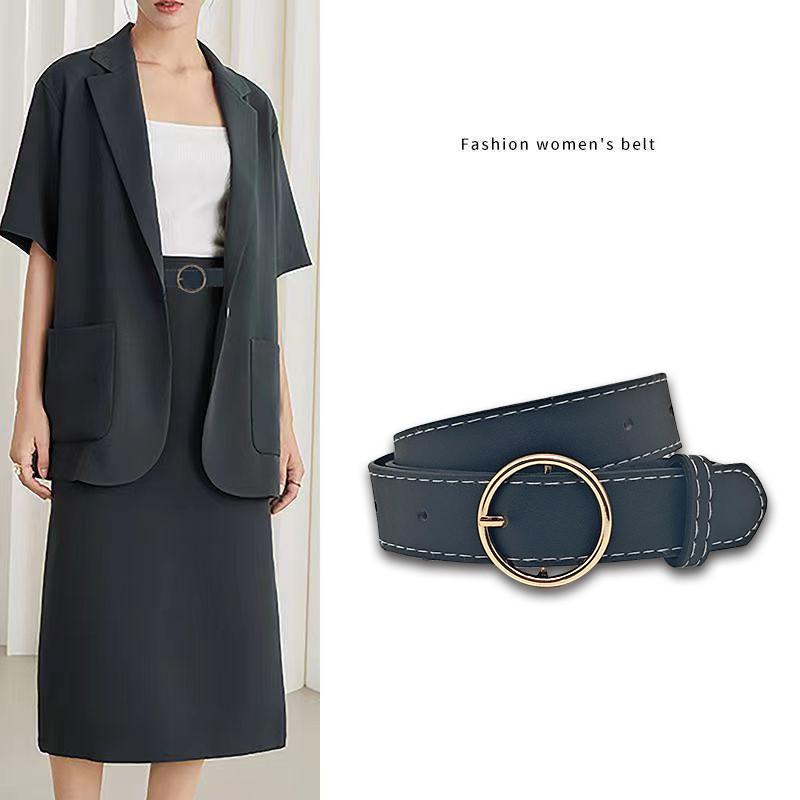 

Womens Versatile Elegant Leather Belt Classic Pin Buckle Design Perfect For Denim X25896 Black