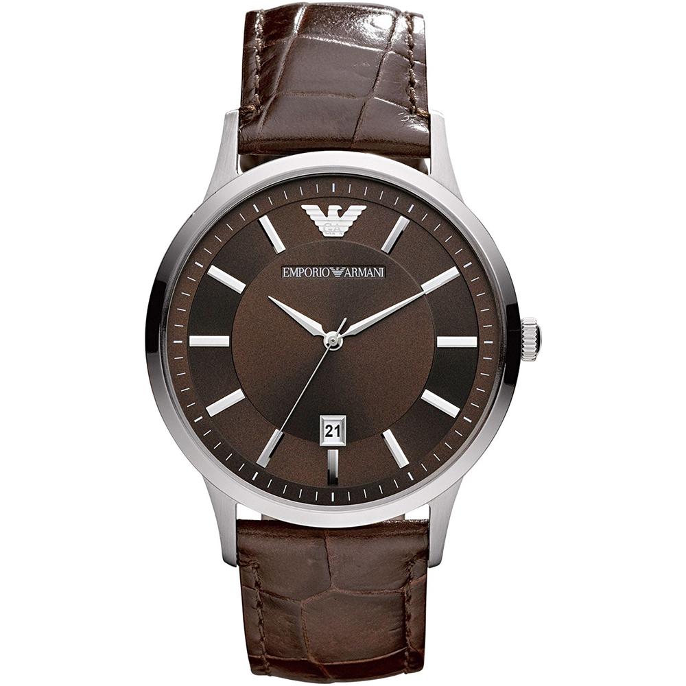 Emporio Armani Renato Brown Leather/Brown Men s Quartz 3-Hands Watch AR2413 коричневый