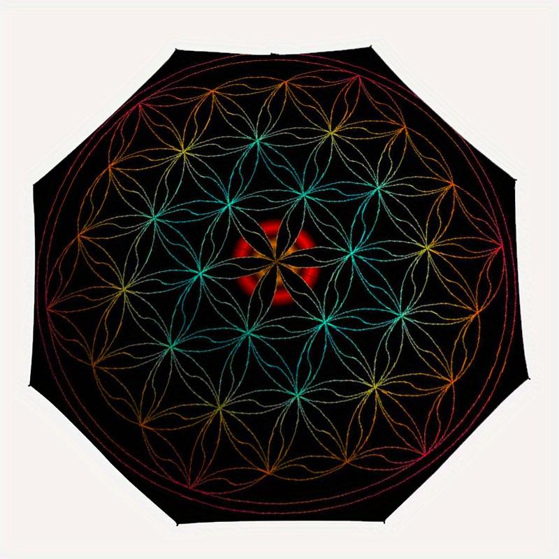Sacred Geometry Mandala: Spiritual Balance & Harmony DecorUmbrella, Portable 3-Fold Umbrella for Men & Women,Christmas Gift ES71