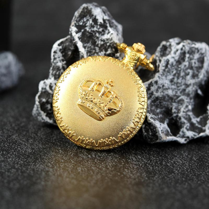 2pcs/set,Luxury Men's Classic Pocket Watch Fashion Women Mens Necklace Chain Quartz Pocket Watch&1PC Mens Golden Cross Necklace, Ideal for Gifts