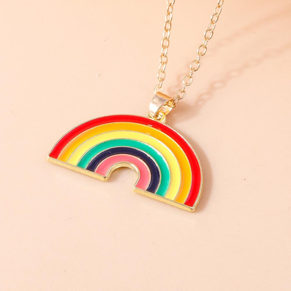 Cute Enamel Rainbow Flag Pendant Necklace for Women Girls Necklaces Chain Party Holiday Jewelry Gifts