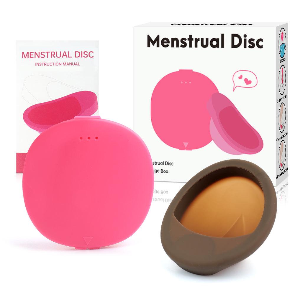 Silicone Menstrual Disc Cup with Storage Box and Built-in Handle for Women