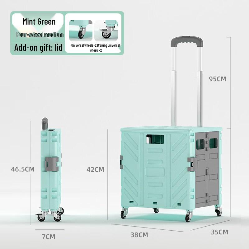 Upgraded 4-Wheel Folding Shopping Cart with Lid