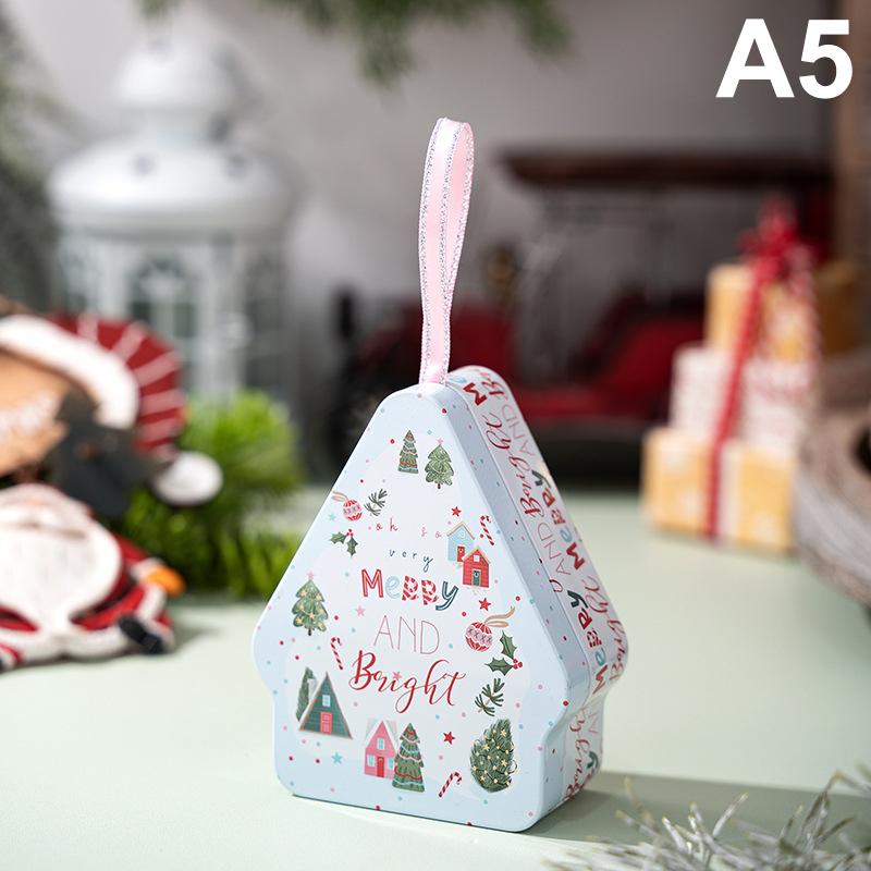 Christmas Decor Tinplate Box Storage Box With Lanyard Candy Biscuit Box Jewelry Storage Party Favors Christmas Tree Decoration