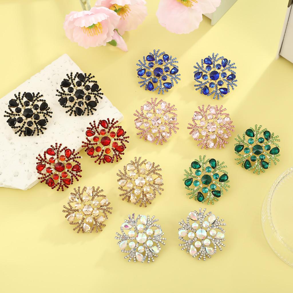 Geometric Alloy Sparkling Earrings With Gold Posts For Women Wedding Party