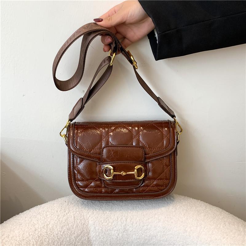 

Новая модная женская сумка-седло из высококачественной вышитой нитью ленты, на одно плечо, через плечо, трендовая коричневый