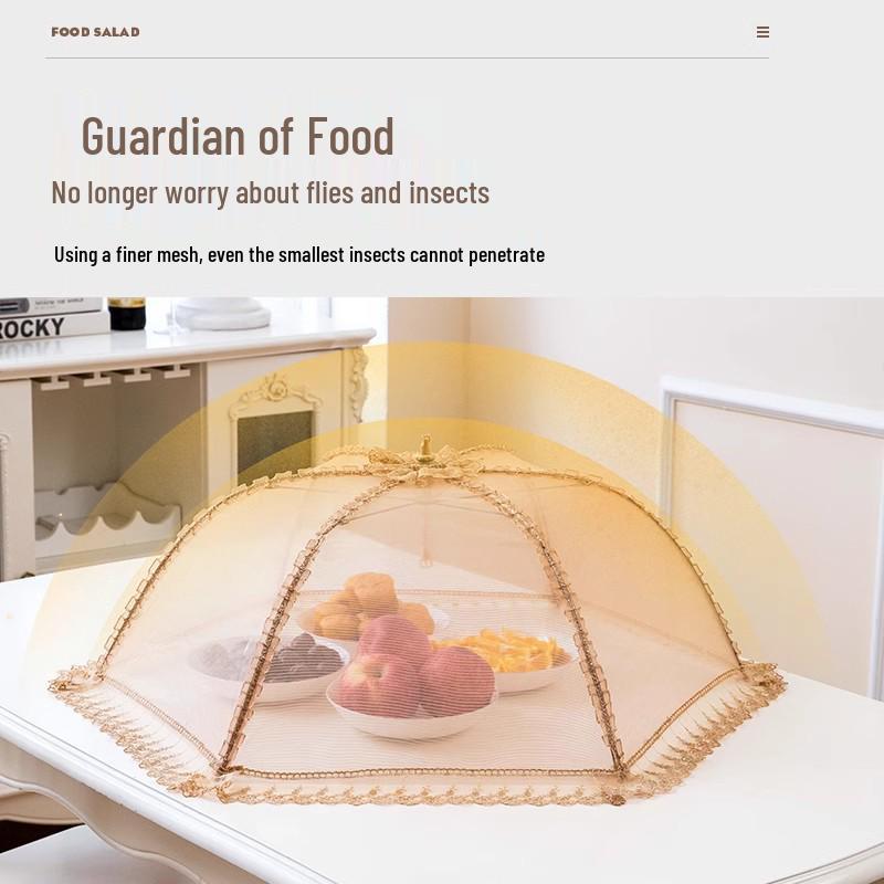 Shuwan Skládací kryt na jídlo odolný proti hmyzu - Prodyšný, prachotěsný a proti mouchám deštník na domácí nádobí