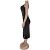 C7322 Elegant Slim-Fit Women's Dress with Button Decoration