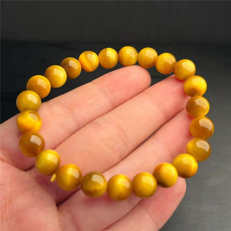 Natural Gold Tiger s Eye Stone Bracelet Tiger s Stone Gold Bracelet Cat s Eye Lightning Luster Couple