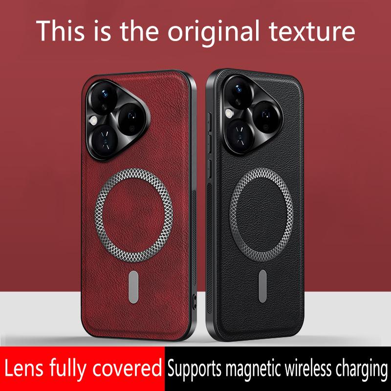 For Huawei Pura 80 P80 Case Magnetic Elegant Leather Wear-Resistant Lens Fully Covered Non-Slip Grip Edge Cover Shell