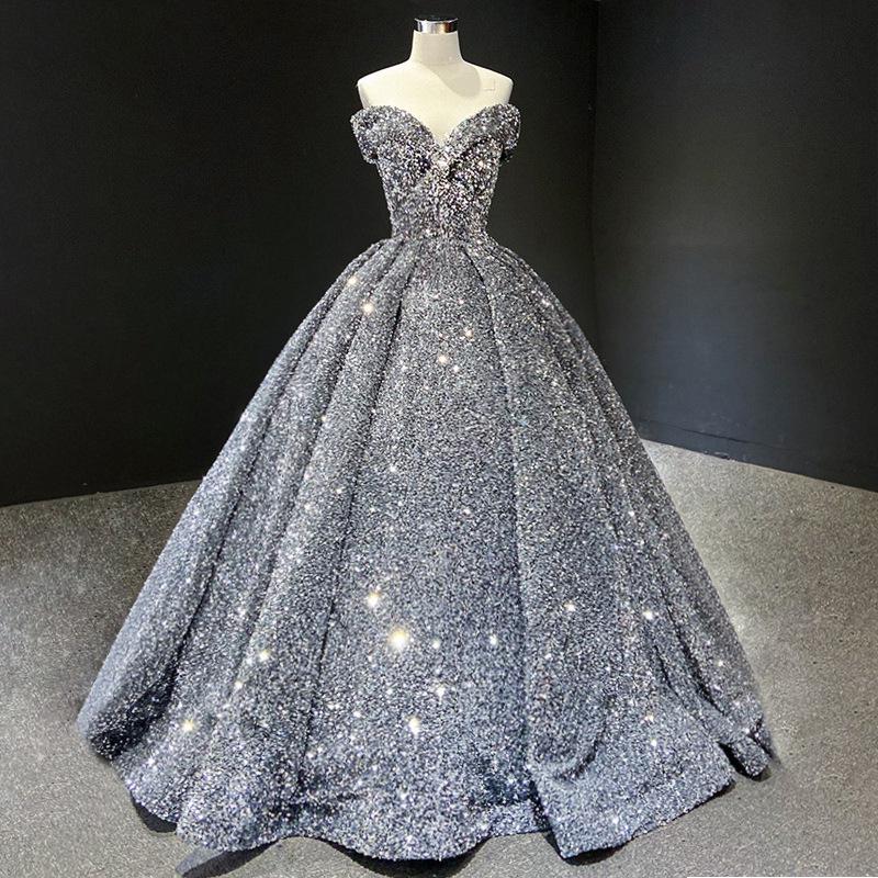 Cross-border Shiny Pitaya Puffy Skirt Wedding & Evening Gown