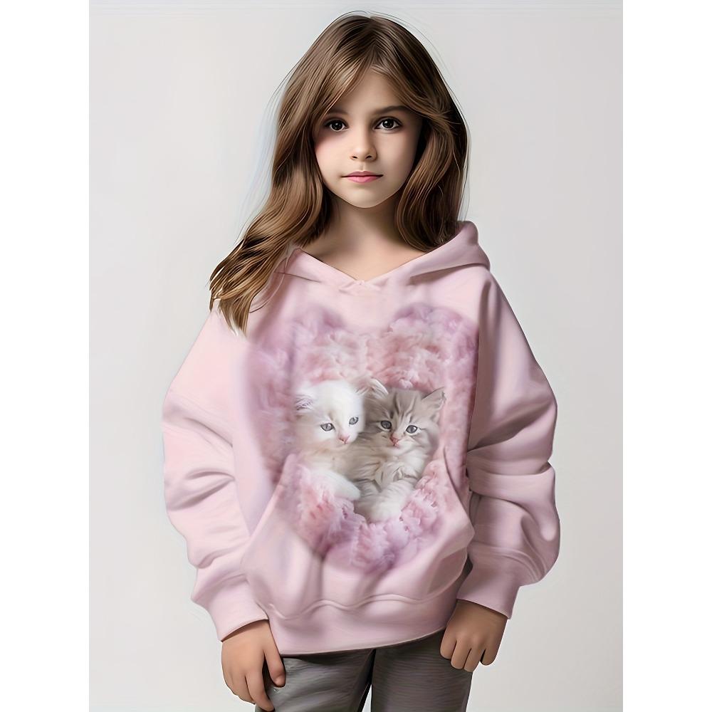 Children s Clothing Hoodies Long Sleeve Cartoon Cat Print Spring Autumn Children Clothes Girl Kawaii Girl Top Outdoor Kids Girl Clothes 100