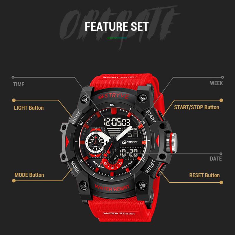 Men's Watch Fashion Trend Outdoor Multi Functional Sports Watch Waterproof Night Light Calendar Student Electronic Watch