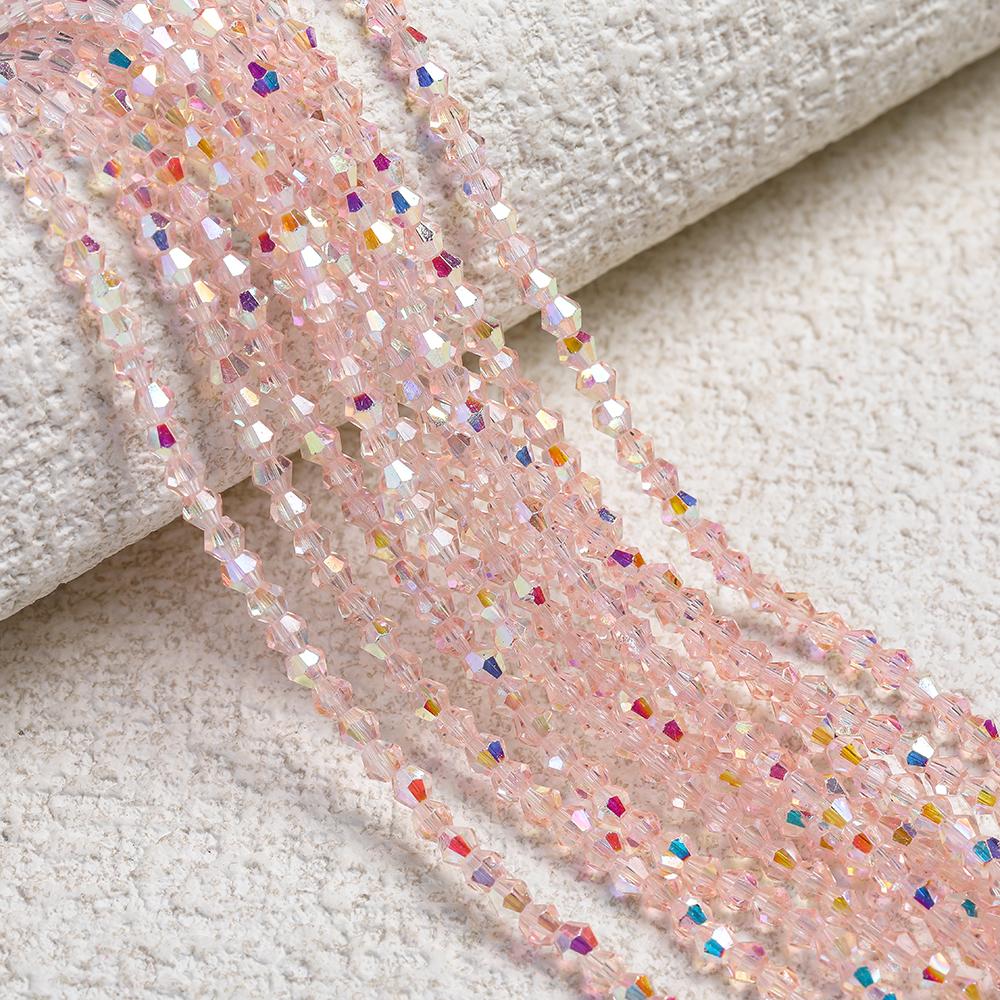 1 Strip 4mm Shiny Crystal Beads Bicone Beads 80pcs Glass Beads Loose Spacer Beads for Bracelet DIY Jewelry Making