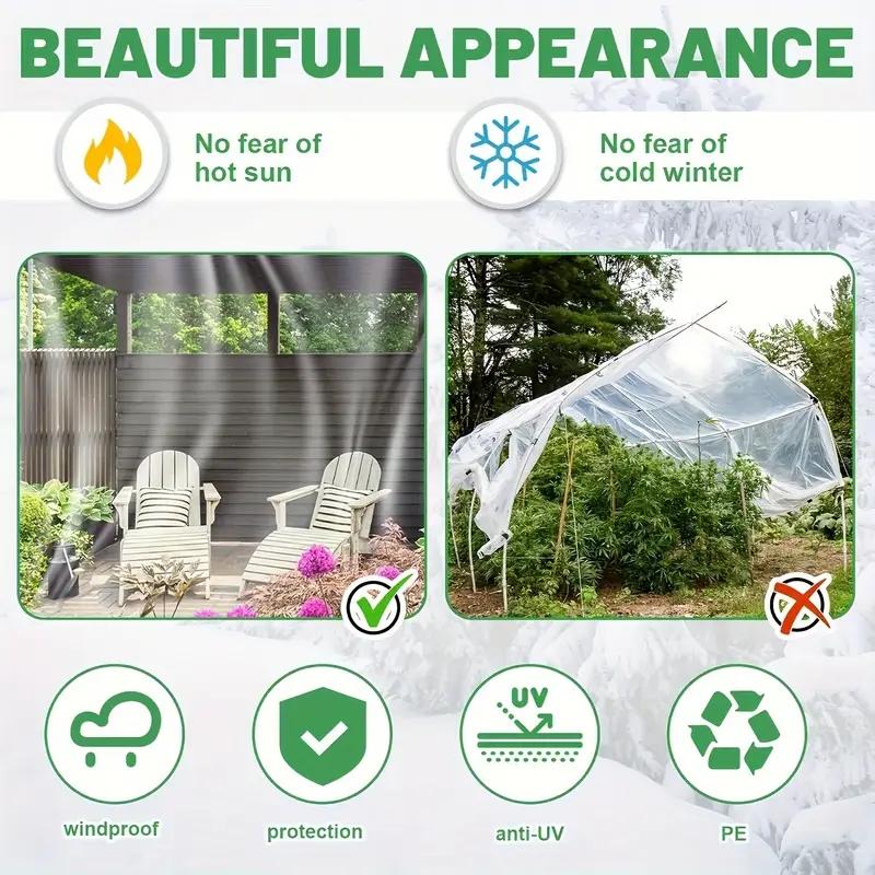 Waterproof and Windproof Heavy Duty Clear Vinyl Tarpaulin, Outdoor Balcony Rain and Sun Shade Cloth.