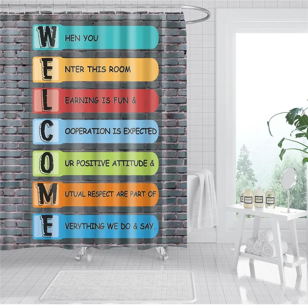 Abstract Geometric Stripes Printing Shower Curtains Home Hotel Bathroom Decoration Bath Curtains Waterproof Bathroom Curtains