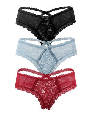 Lace Plus Size Sexy Floral Lace Brazilian Soft To the Regular Lingerie [ohyeah] Panties, T-Back, Panties, Breathable, Panties, Butt-Lengthening,
