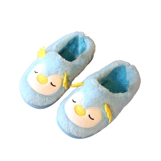 DYS Kids Cartoon Bird Penguin Coral Velvet Soft Non Slip Slippers Home Warm Shoes