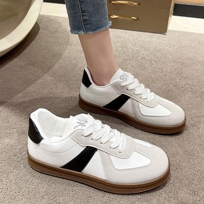 Nuove scarpe vulcanizzate da donna, design coreano, punta rotonda, stringate, scarpe sportive casual da donna originali, per lavoro e vacanze