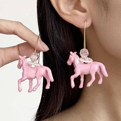 Übertriebene Stereoskopische Kleine Pferde-Anhängerohrringe Für Frauen Kreativität Niedliche Tierohrringe Charme Schmuck Feiertagsgeschenk