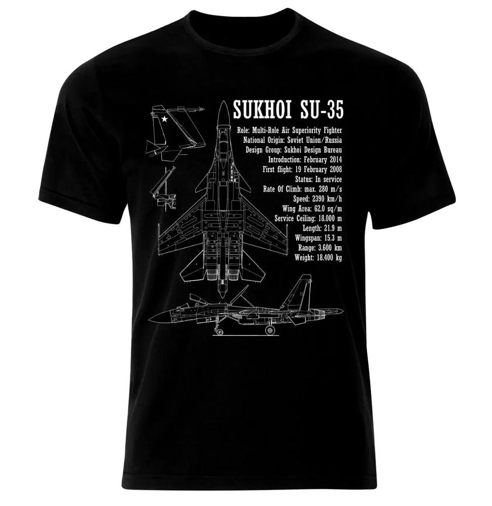 Russian Su35 FlankerE Multirole Fighter Blueprint TShirt New 100 Cotton ONeck Summer Short Sleeve Casual Mens Tshirt
