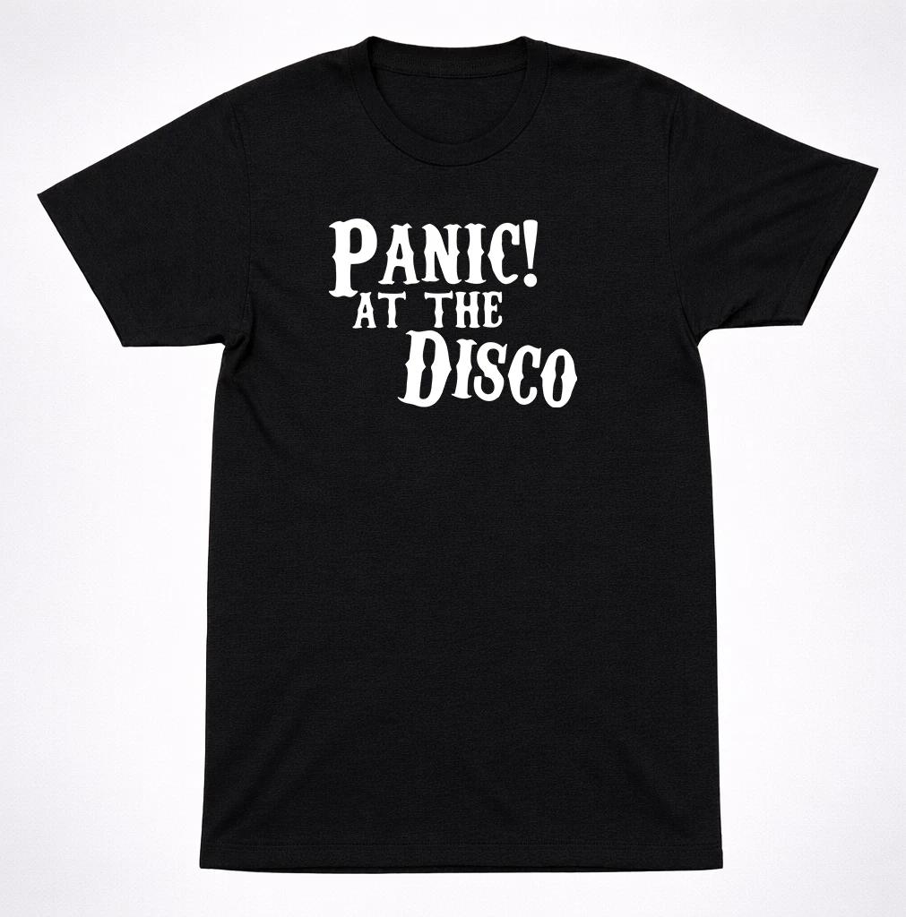 Panic! At The Disco Logo T-Shirt | Alternative Rock Emo Pop Classic Black Tee 4XL