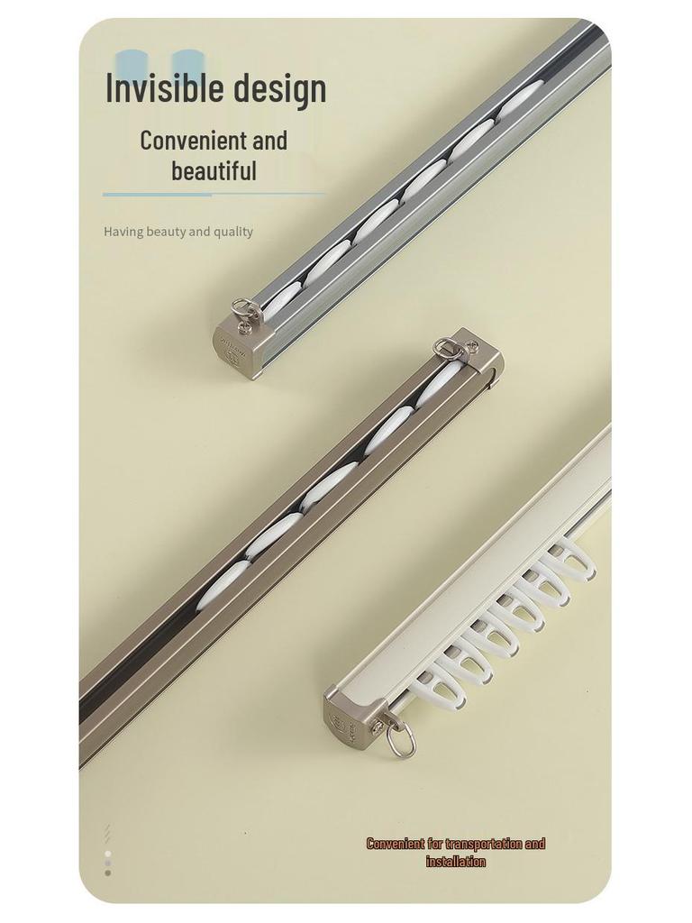 Double Track Silent Glider Curtain Rail, Aluminum Alloy, Top Mount