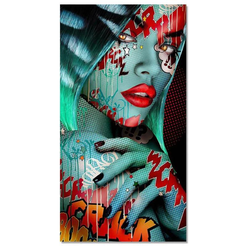 Graffiti Cool Girl Wall Art Poster Sexy Woman Abstract Trendy Mural Modern Home Decor Canvas Painting Pictures Print Decorations