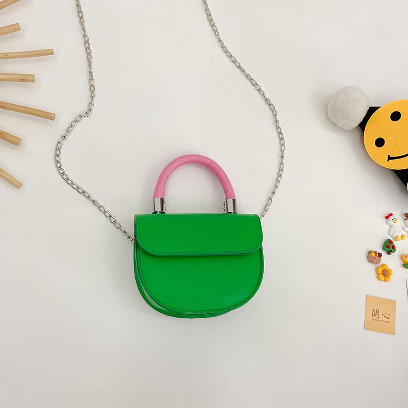 Fashionable Girls Mini Pu Handbag Chic Color Block Design Perfect For Everyday Use