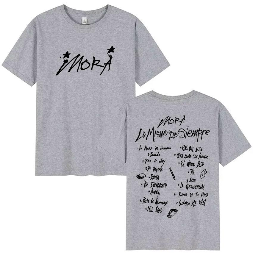 New Rapper Mora Lo Mismo De Siempre 2025 Album Letter Graphic T Shirt Men Women Summer O-Neck Cotton Short Sleeve T-Shirt Street