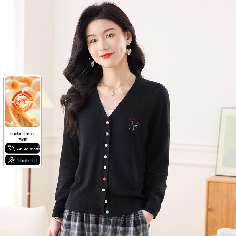 SNOWFLYING Women s Bear V-Neck Knitted Cardigan XL