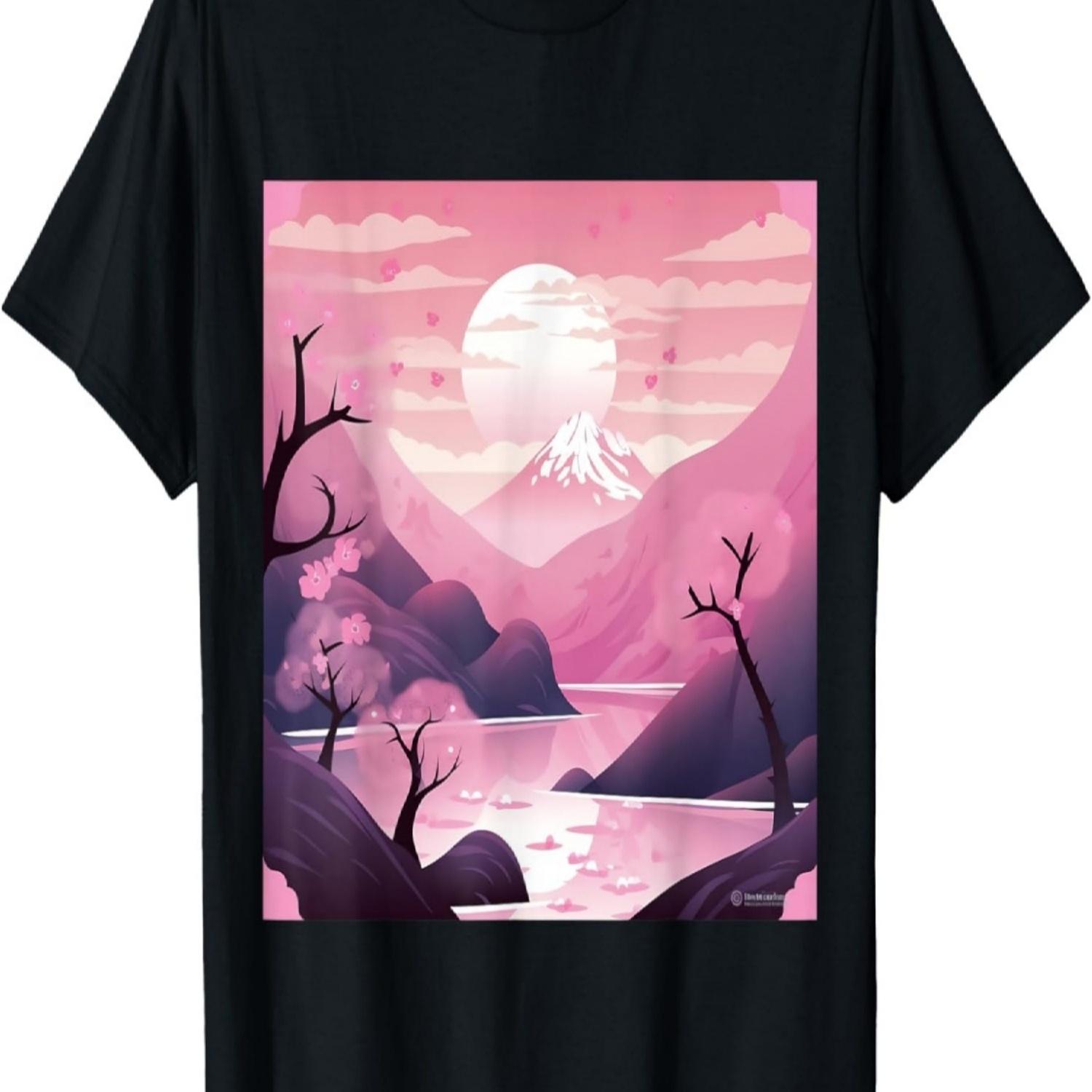 Pastel Dreams Unfold Tranquil Symphony with Cherry Blossoms T-Shirt(5) S