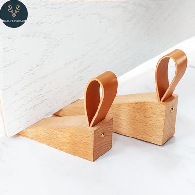Nordic Beech Wood Door Stop: Anti-Slam, Windproof, Movable, Anti-Collision