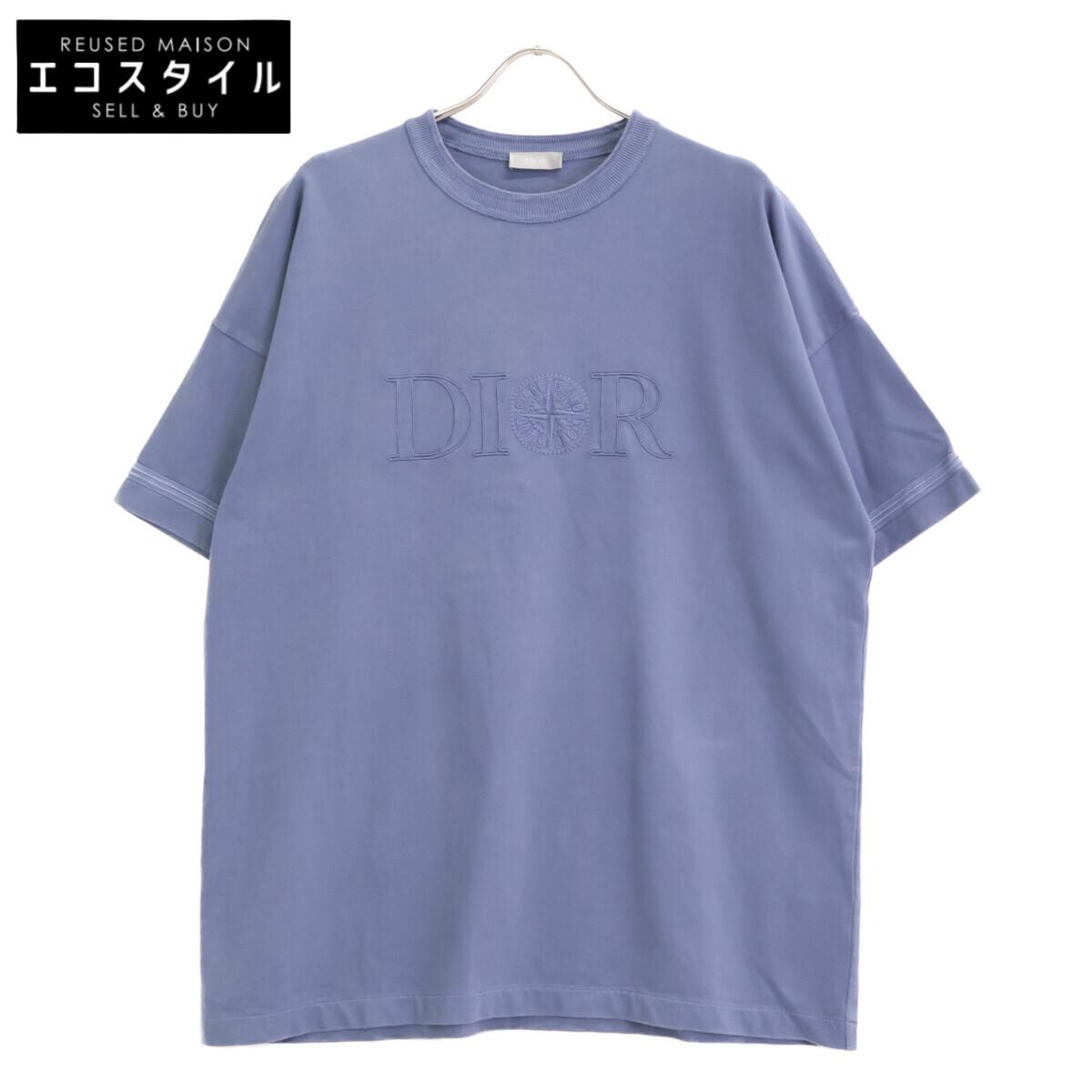 

DIOR [xSTONE ISLAND] Blue Logo Short Sleeve T-Shirt tops M blueUsed