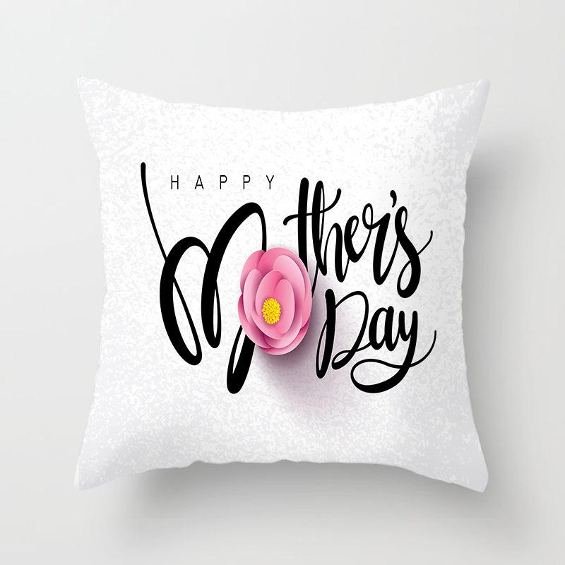 New Mother's Day Text Love Pillow Cover Peach Skin Polyester Print Pillow Cushion Cover