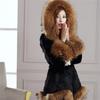 Fluffy Coat Autumn and Winter Faux Fur Coat Women Mid-length Warm Hooded Coat with Faux Fox Fur Collar Plus Size