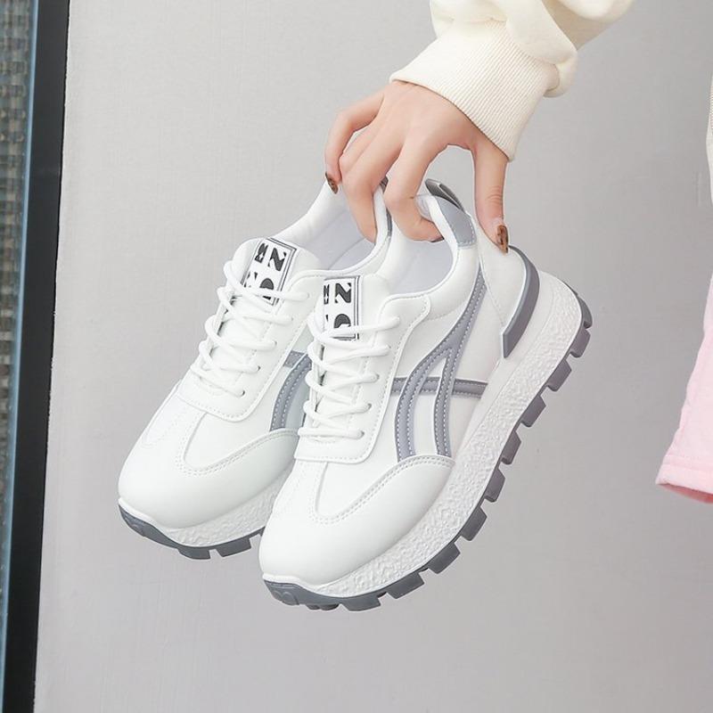 Fashion Thick-soled Sneakers for Women 2025 Spring and Autumn New Women Shoes Versatile Fashion Casual White Shoes