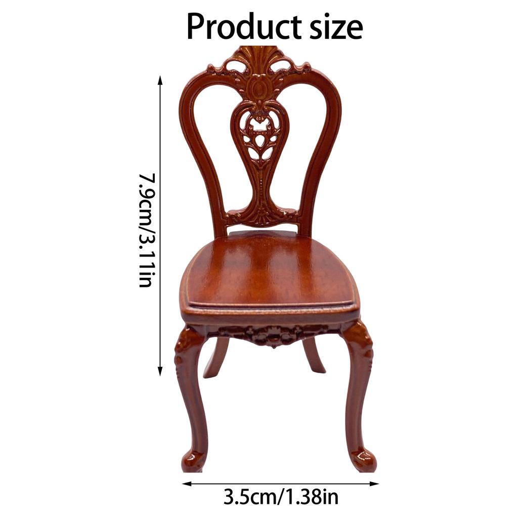 Miniature Dining Chair Model Figurine 1/12 Scale Vintage Styles Dollhouse Furniture for Realistic Scene Decoration