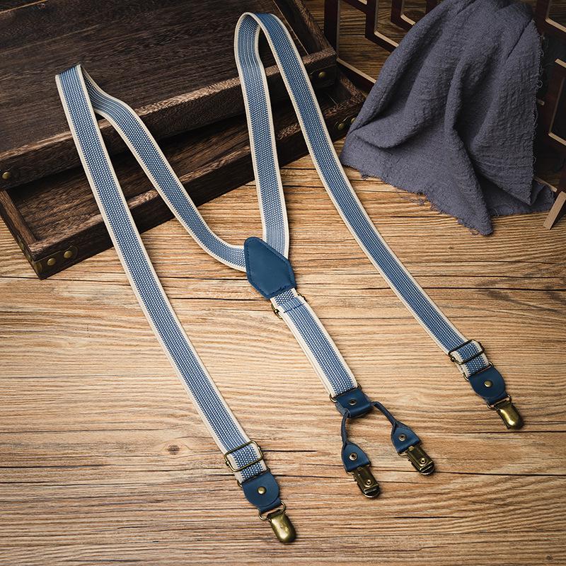 Universal Retro Vintage Y-Shaped Non-Slip Elastic Suspenders for Adults - Plus Size Men & Women Pants Straps. синий