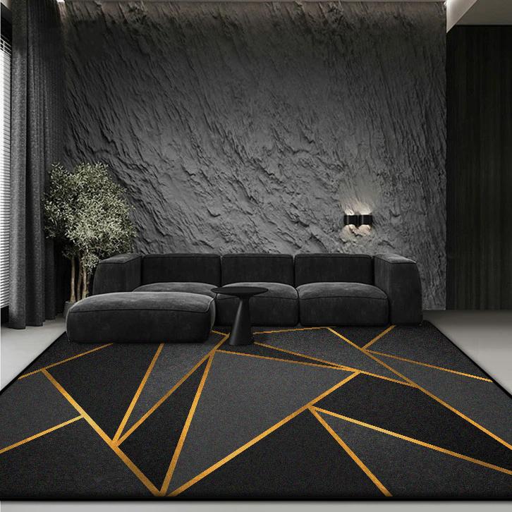 Black Geometric Large Living Room Carpets Modern Decoration Bedroom Bedside Easy Clean Rug Office Coffee Tables Antiskid Mats
