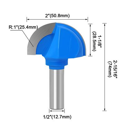 12Mm Handle Round Bottom Cutter 1/2 * 2 Woodworking Milling Cutter Slotting Cutter Trimming Machine Cutter Head Engraving Machine Bakelite Gong Cutter