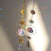 Wind Chime Suncatcher Star Moon, Colorful Beads Plated Hanging Pendant for Garden Decor