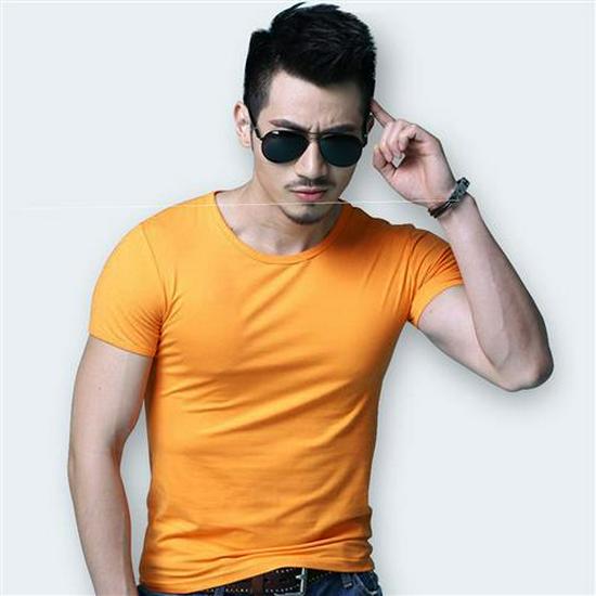 Men's Slim Fit Solid Color Short-Sleeve T-Shirt, Round Neck, Black/White Trend