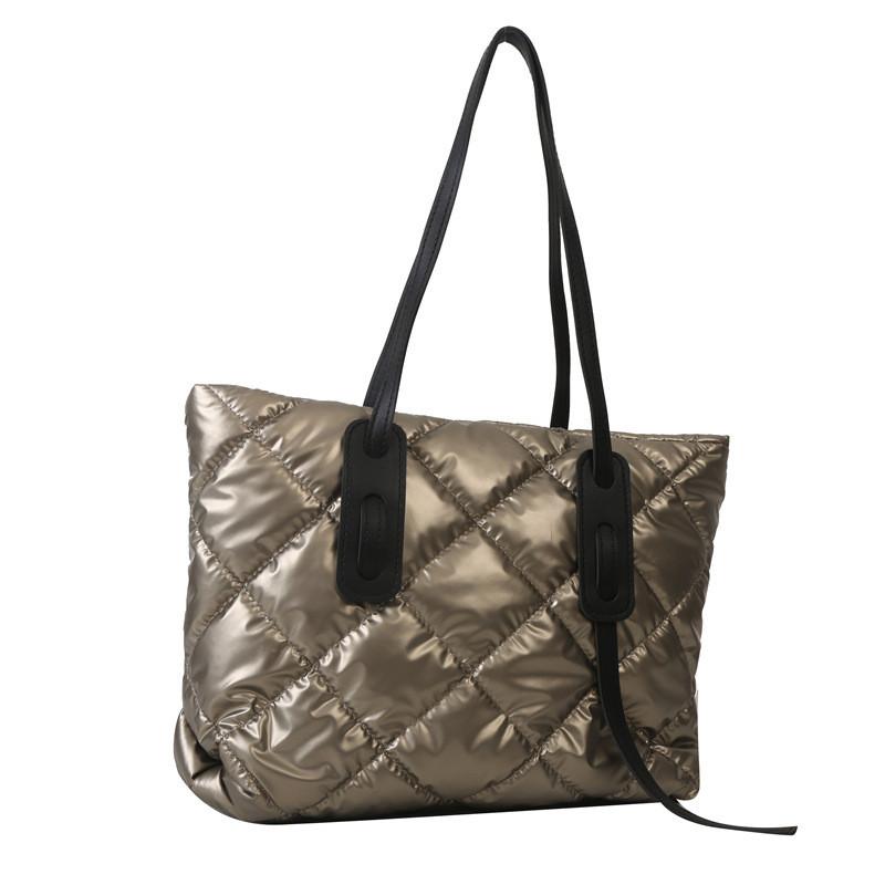 Stylish Oversized Diamond Pattern Tote Bag For Women With Polyester Lining шампанского