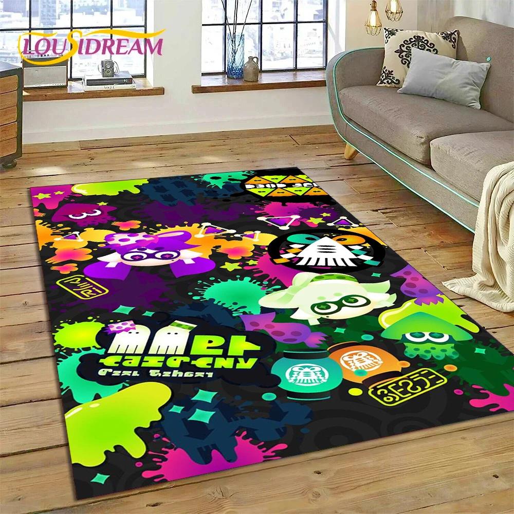 Splatoon3 PC hráč Kreslená hra Koberec do ložnice Obývací pokoj Dekorace domácí pohovky,Hra pro děti Velká dekorační rohož na podlahu Dárek