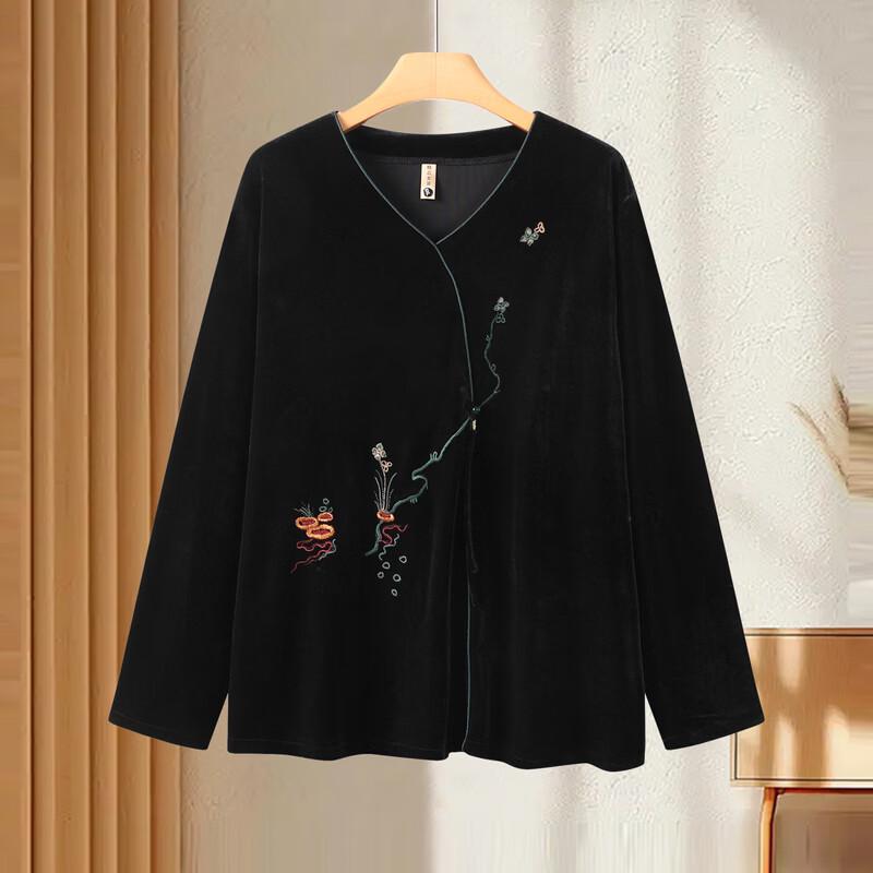 Women's Plus Size Chinese Style Gold Velvet Suit