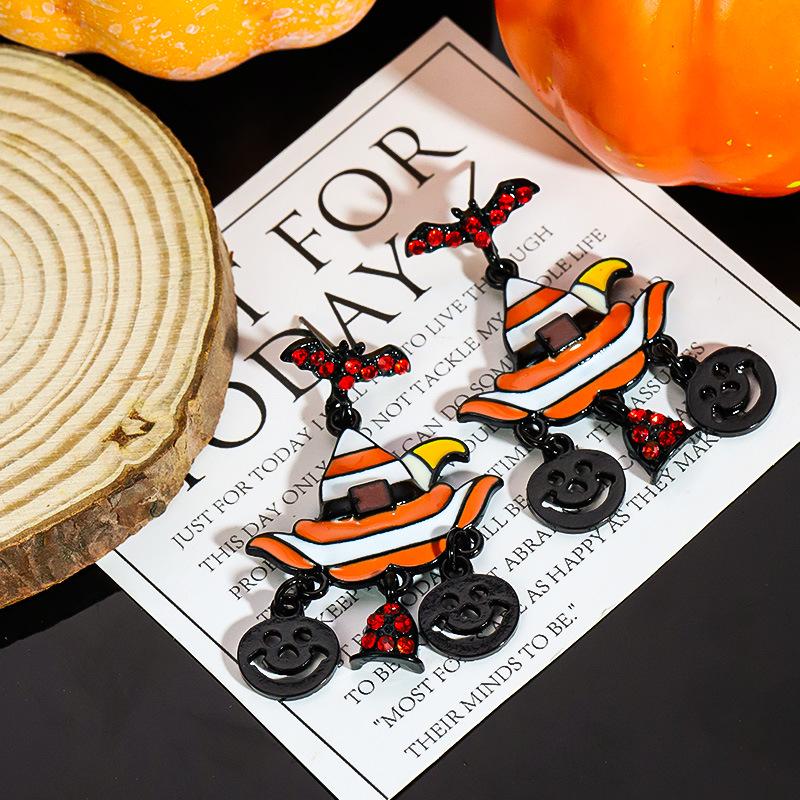 Halloween Cartoon Earrings: Pumpkin, Ghost & Bat Dangles for Women