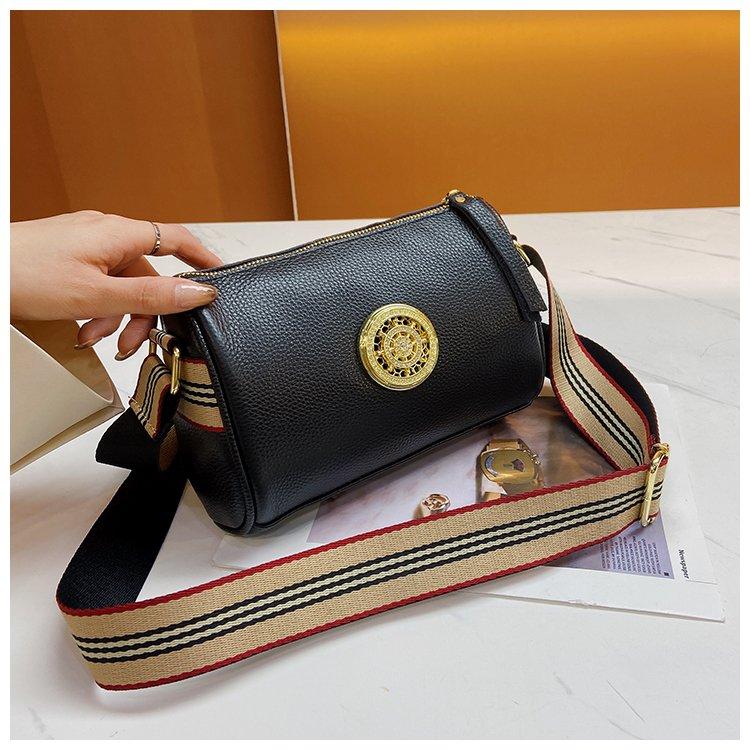 

Женские сумки из натуральной кожи, дизайнерские вращающиеся металлические замки, женские сумки на ремне, модная новая роскошная брендовая женская сумка-мессенджер чёрный