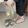 Kristallen schoenen sandalen dames platte zool transparant semi-sleep bovenkleding schoenen bloem gelei schoenen zachte zool coole slippers tas hoofd bovenkleding dames